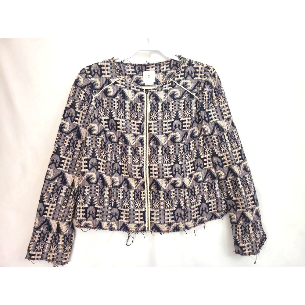 Anthropologie Hei Hei Blue Tapestry Zip Up Blazer Women's size 12 Abstract print